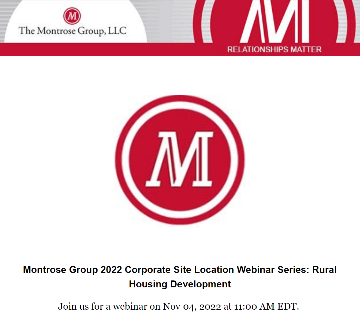 Montrose Group 2022 Corporate Site Location Webinar Series Rural